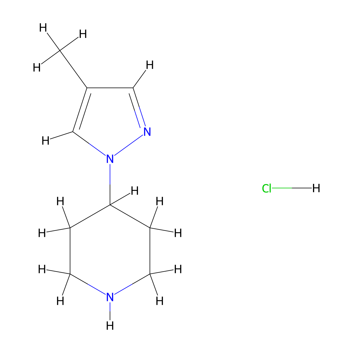 4-(4-Methyl-1H-pyrazol-1-YL)piperidine hcl molecular structure, CAS 1884155-99-0
