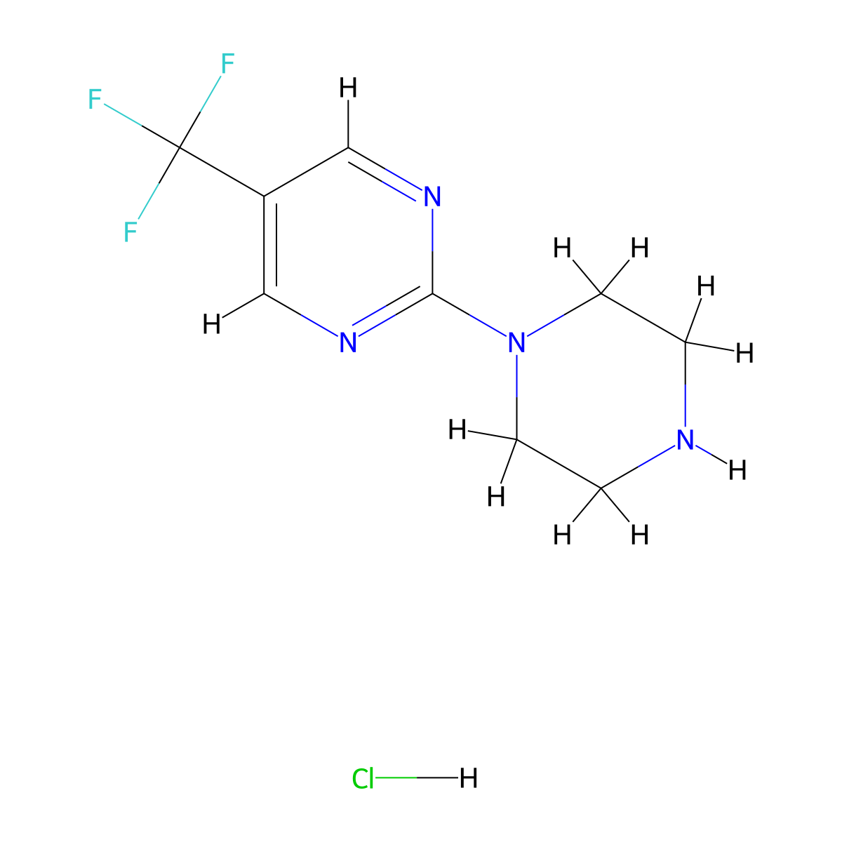2-(Piperazin-1-yl)-5-(trifluoromethyl)pyrimidine hydrochloride molecular structure, CAS 1884156-37-9