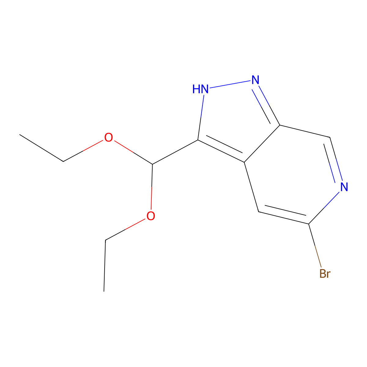 5-bromo-3-(diethoxymethyl)-1H-pyrazolo[3,4-c]pyridine molecular structure, CAS 1884158-45-5