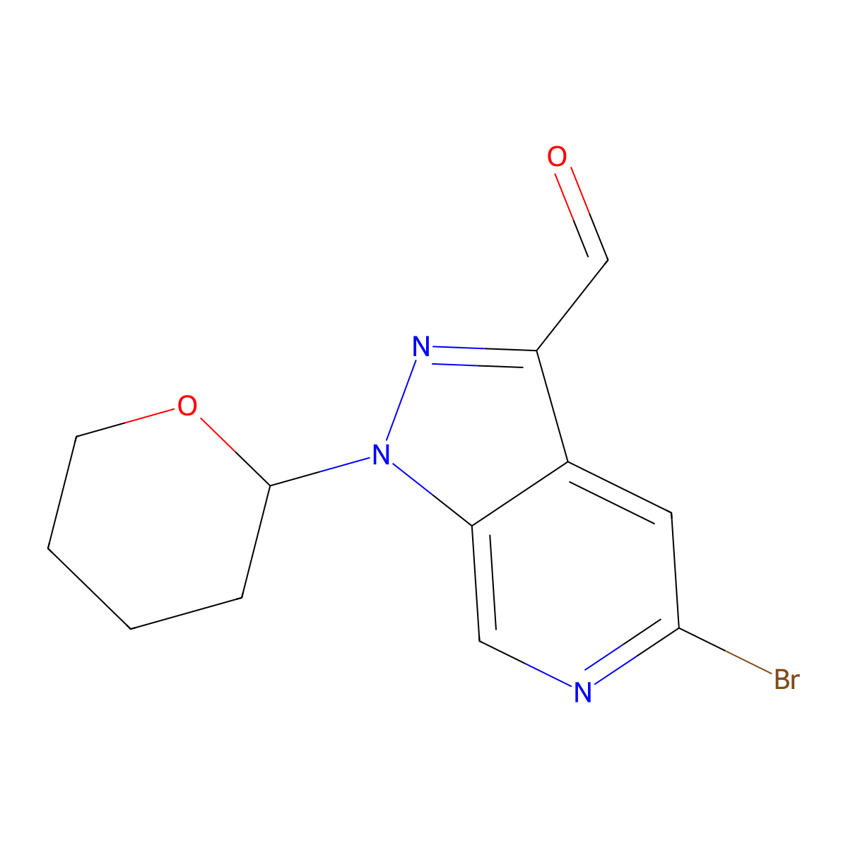 5-Bromo-1-(tetrahydro-2H-pyran-2-yl)-1h-pyrazolo[3,4-c]pyridine-3-carbaldehyde molecular structure, CAS 1884158-47-7