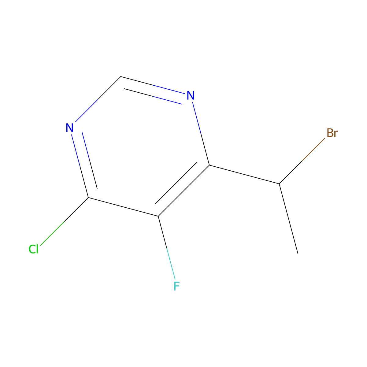 4-(1-Bromoethyl)-6-chloro-5-fluoropyrimidine molecular structure, CAS 188416-28-6