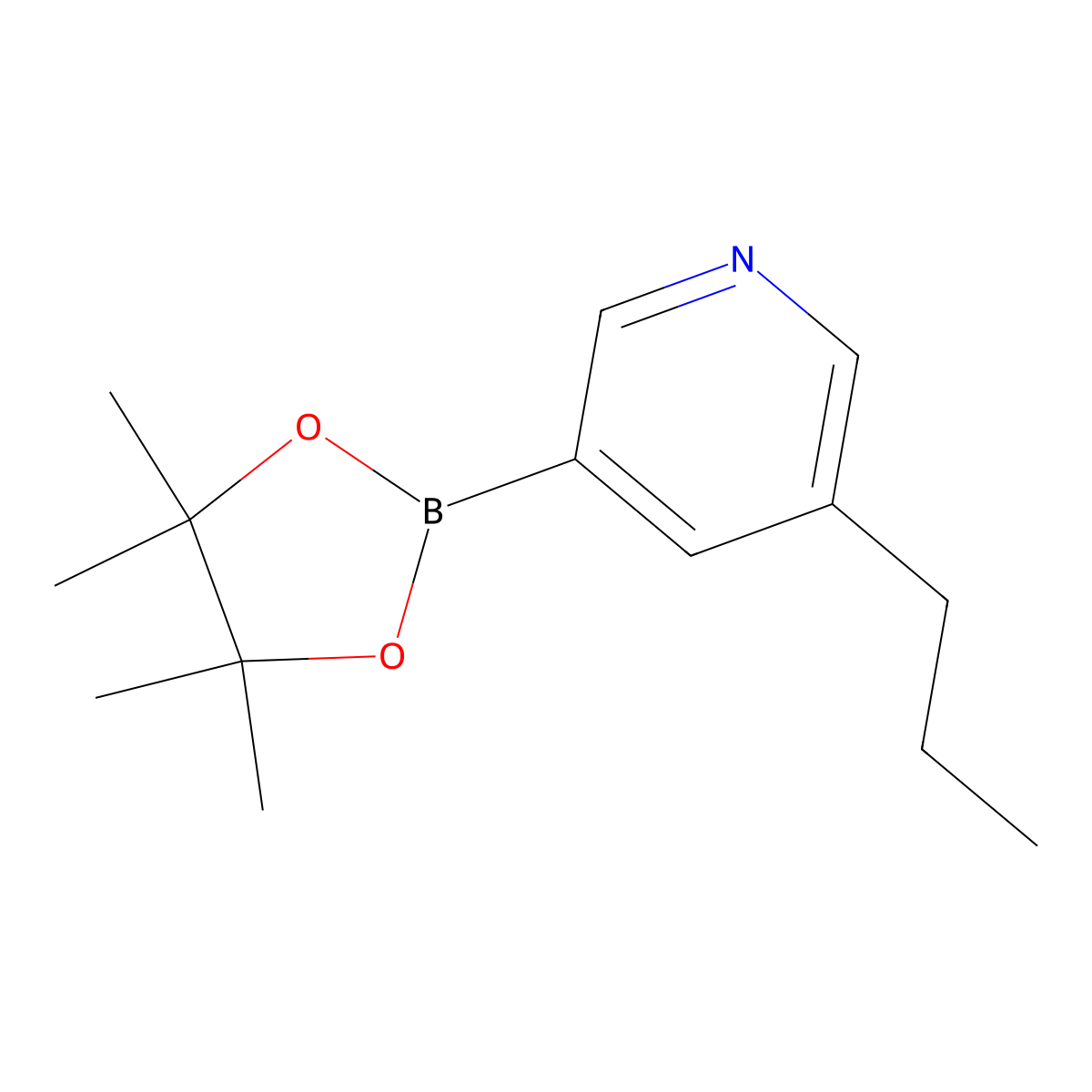 3-Propyl-5-(4,4,5,5-tetramethyl-1,3,2-dioxaborolan-2-yl)pyridine molecular structure, CAS 1884166-49-7