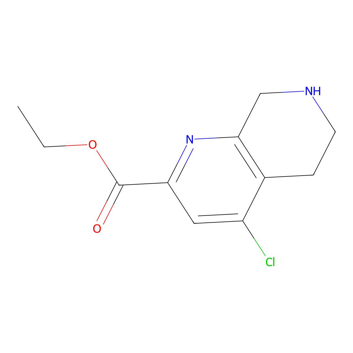 Ethyl 4-chloro-5,6,7,8-tetrahydro-1,7-naphthyridine-2-carboxylate molecular structure, CAS 1884203-23-9