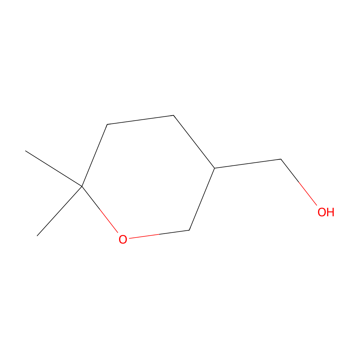 (6,6-Dimethyltetrahydro-2H-pyran-3-yl)methanol molecular structure, CAS 1884203-51-3