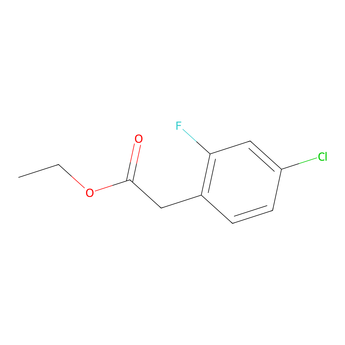 Ethyl 4-chloro-2-fluorophenylacetate molecular structure, CAS 188424-98-8