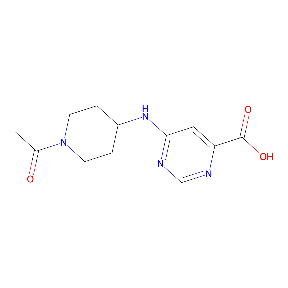 4-Pyrimidinecarboxylic acid, 6-[(1-acetyl-4-piperidinyl)amino] molecular structure, CAS 1884246-71-2