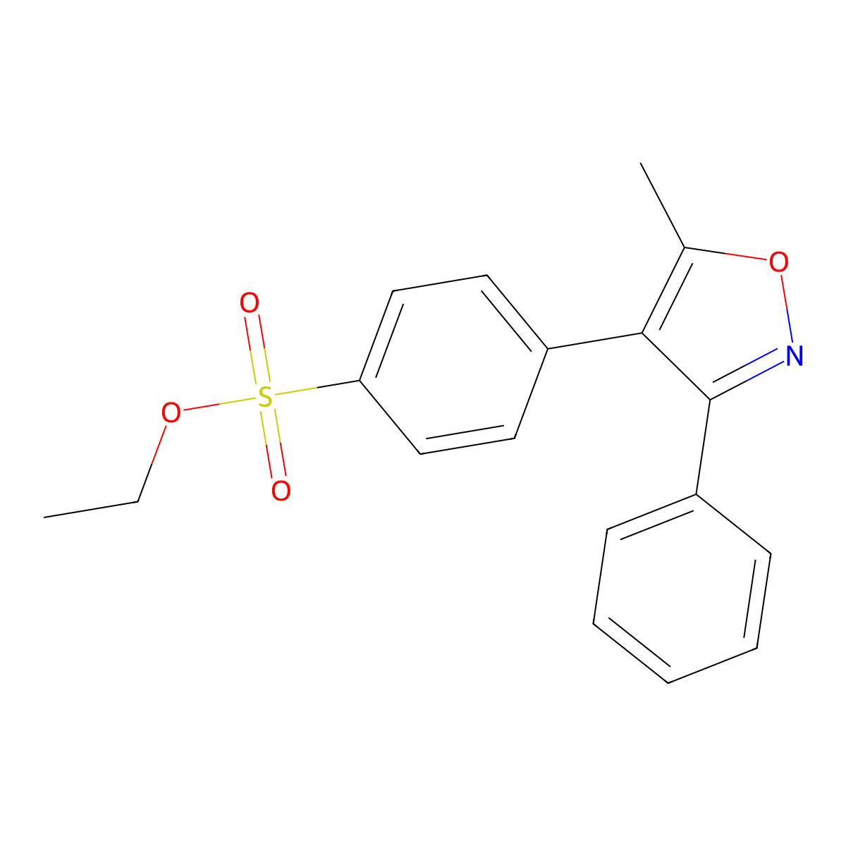 Ethyl 4-(5-methyl-3-phenylisoxazol-4-yl)benzenesulfonate molecular structure, CAS 1884279-18-8