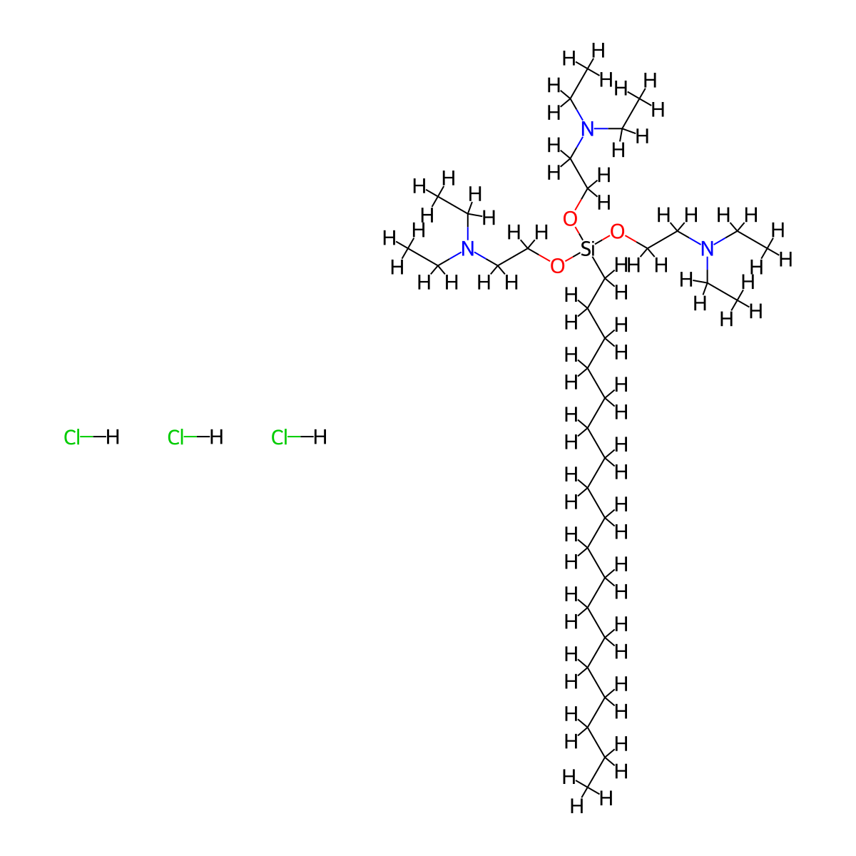 3,5-Dioxa-8-aza-4-siladecan-1-amine, 4-(2-(diethylamino)ethoxy)-N,N,8-triethyl-4-octadecyl-, hydrochloride (1:3) molecular structure, CAS 18843-93-1