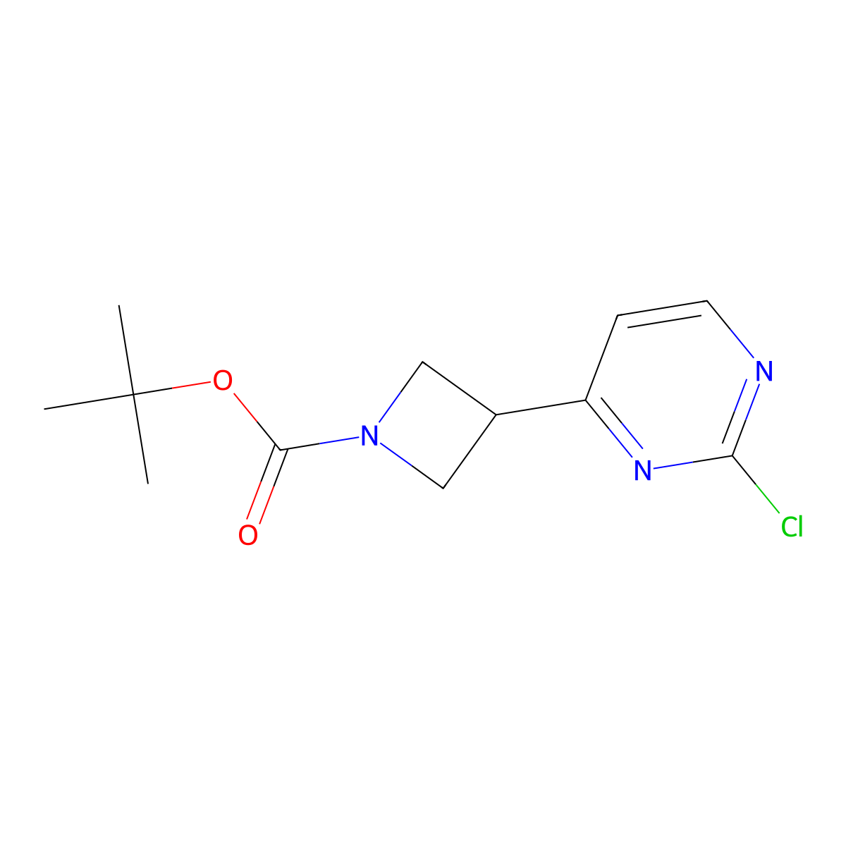 Tert-butyl 3-(2-chloropyrimidin-4-yl)azetidine-1-carboxylate molecular structure, CAS 1884338-19-5
