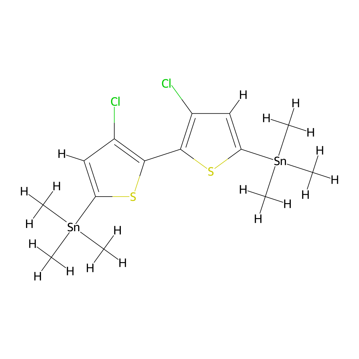 (3,3'-Dichloro-[2,2'-bithiophene]-5,5'-diyl)bis(trimethylstannane) molecular structure, CAS 1884353-44-9