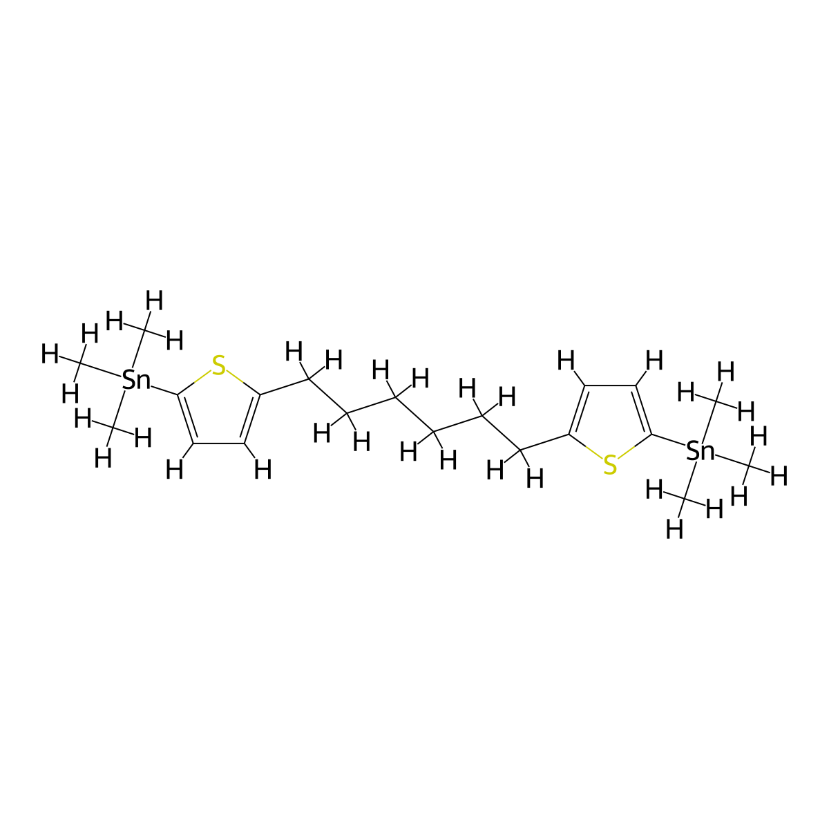 1,6-Bis(5-(trimethylstannyl)thiophen-2-yl)hexane molecular structure, CAS 1884354-21-5