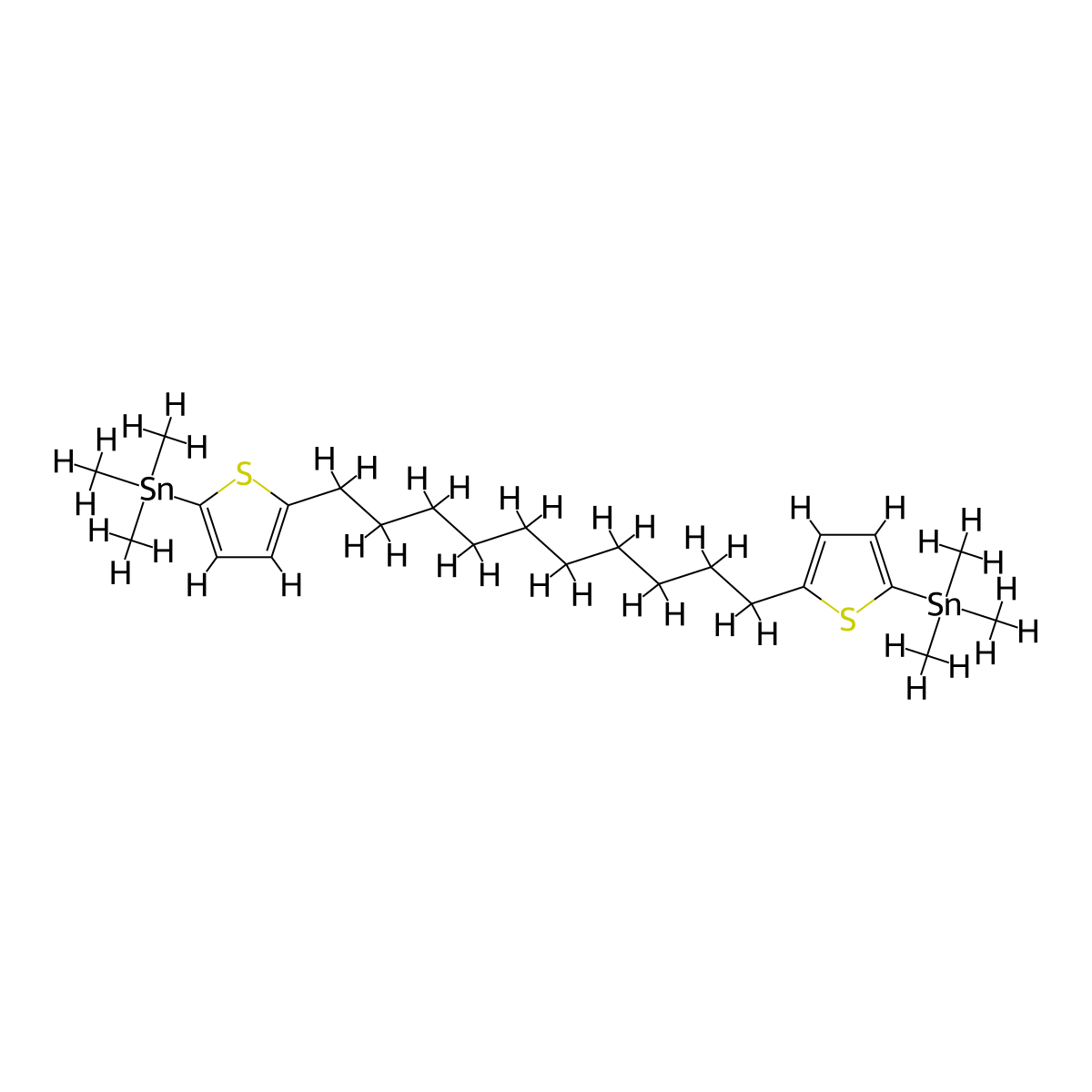 1,10-Bis(5-(trimethylstannyl)thiophen-2-yl)decane molecular structure, CAS 1884354-25-9