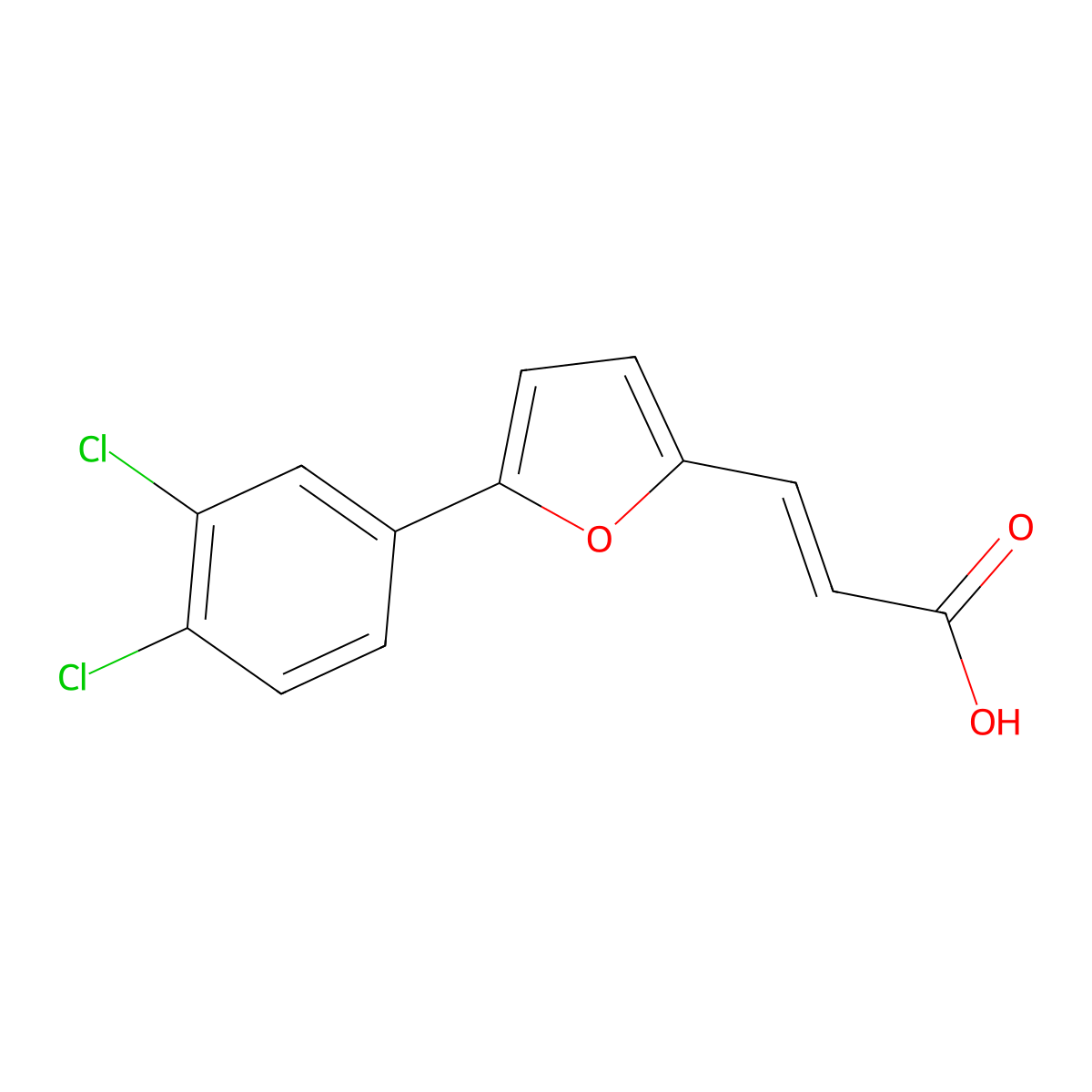 (E)-3-(5-(3,4-dichlorophenyl)furan-2-yl)acrylic acid molecular structure, CAS 188438-05-3