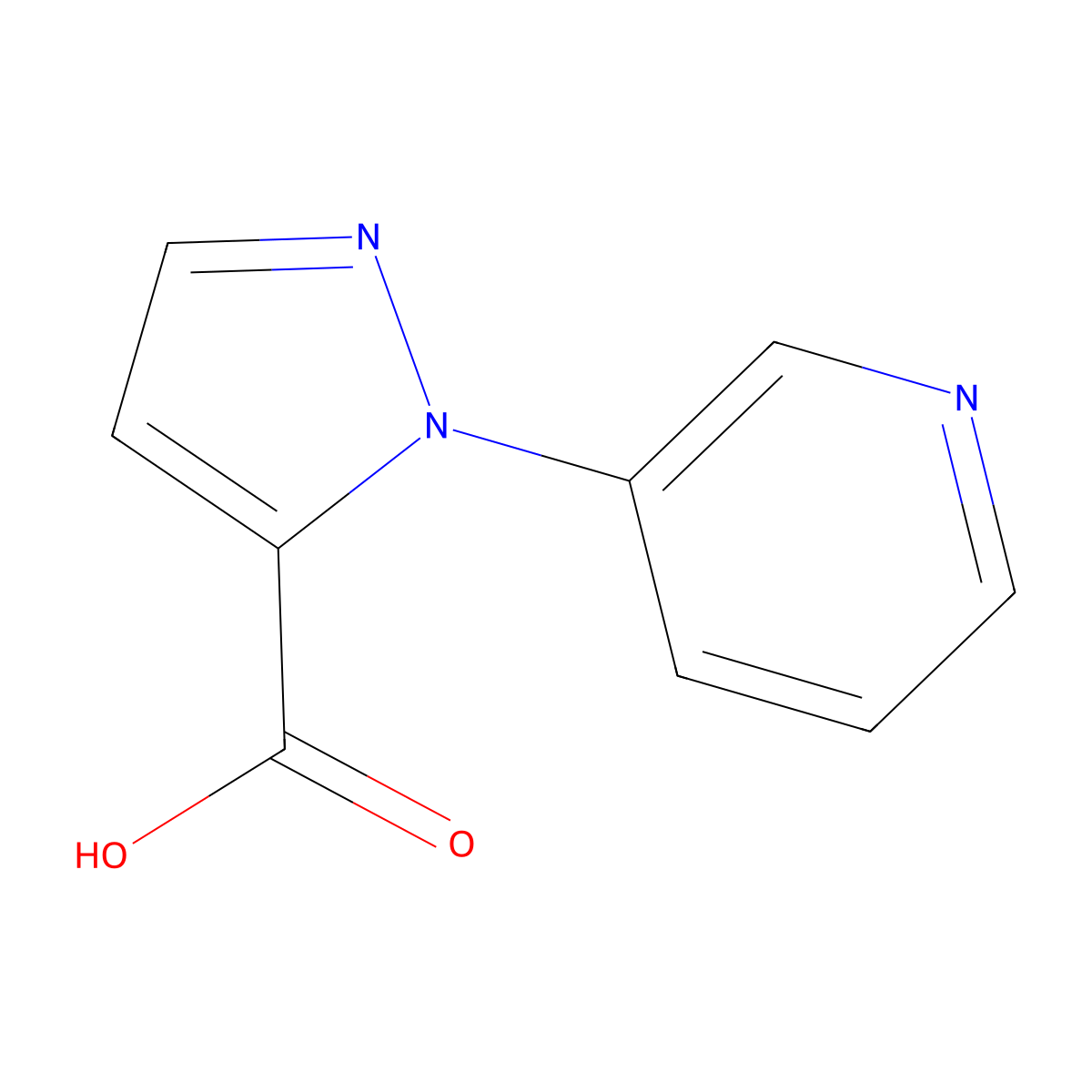 1-(pyridin-3-yl)-1H-pyrazole-5-carboxylic acid molecular structure, CAS 1884400-80-9
