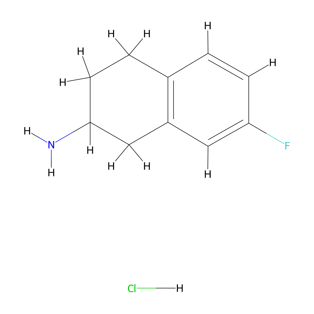 7-Fluoro-1,2,3,4-tetrahydronaphthalen-2-amine hydrochloride molecular structure, CAS 1884425-10-8