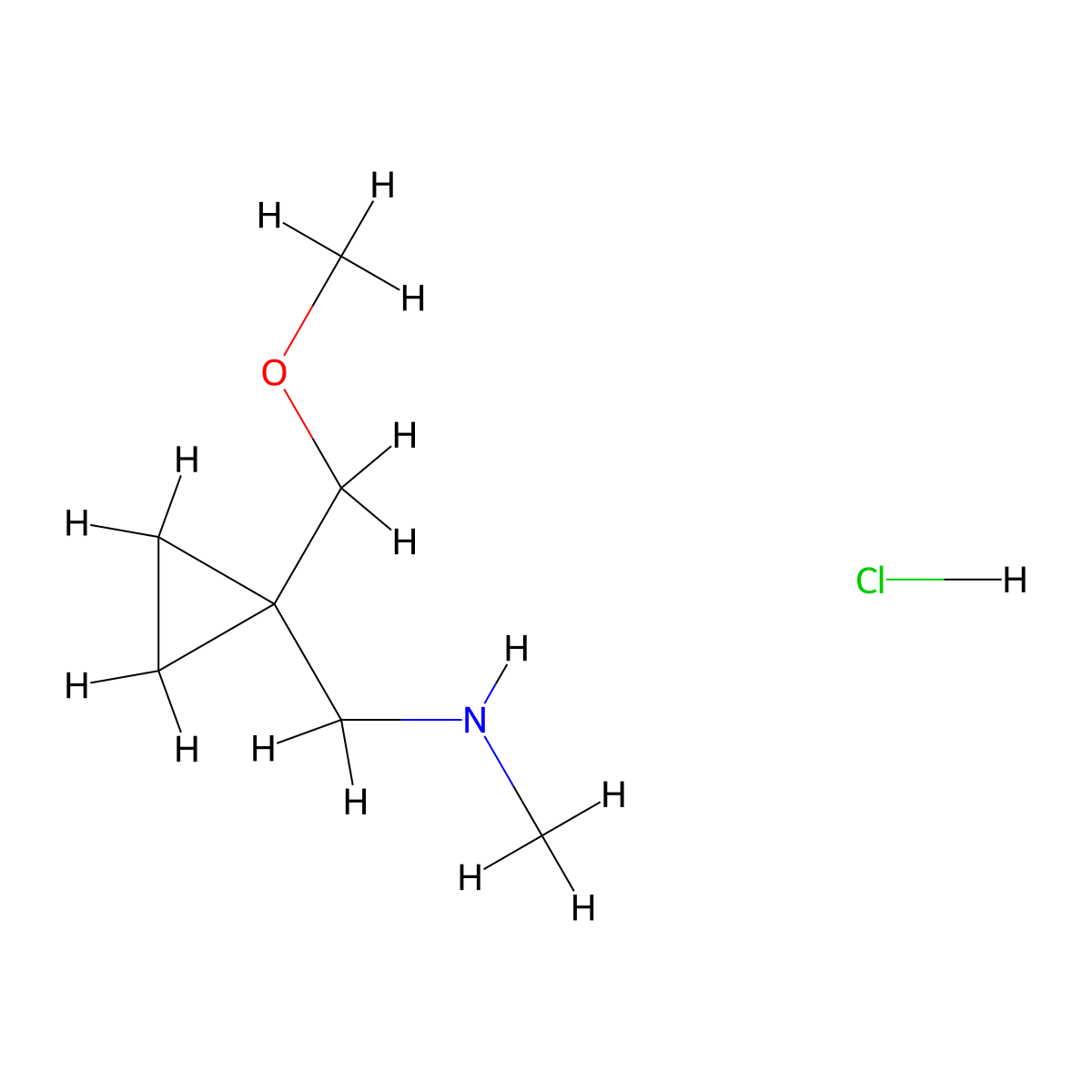 {[1-(Methoxymethyl)cyclopropyl]methyl}(methyl)amine hydrochloride molecular structure, CAS 1884450-18-3