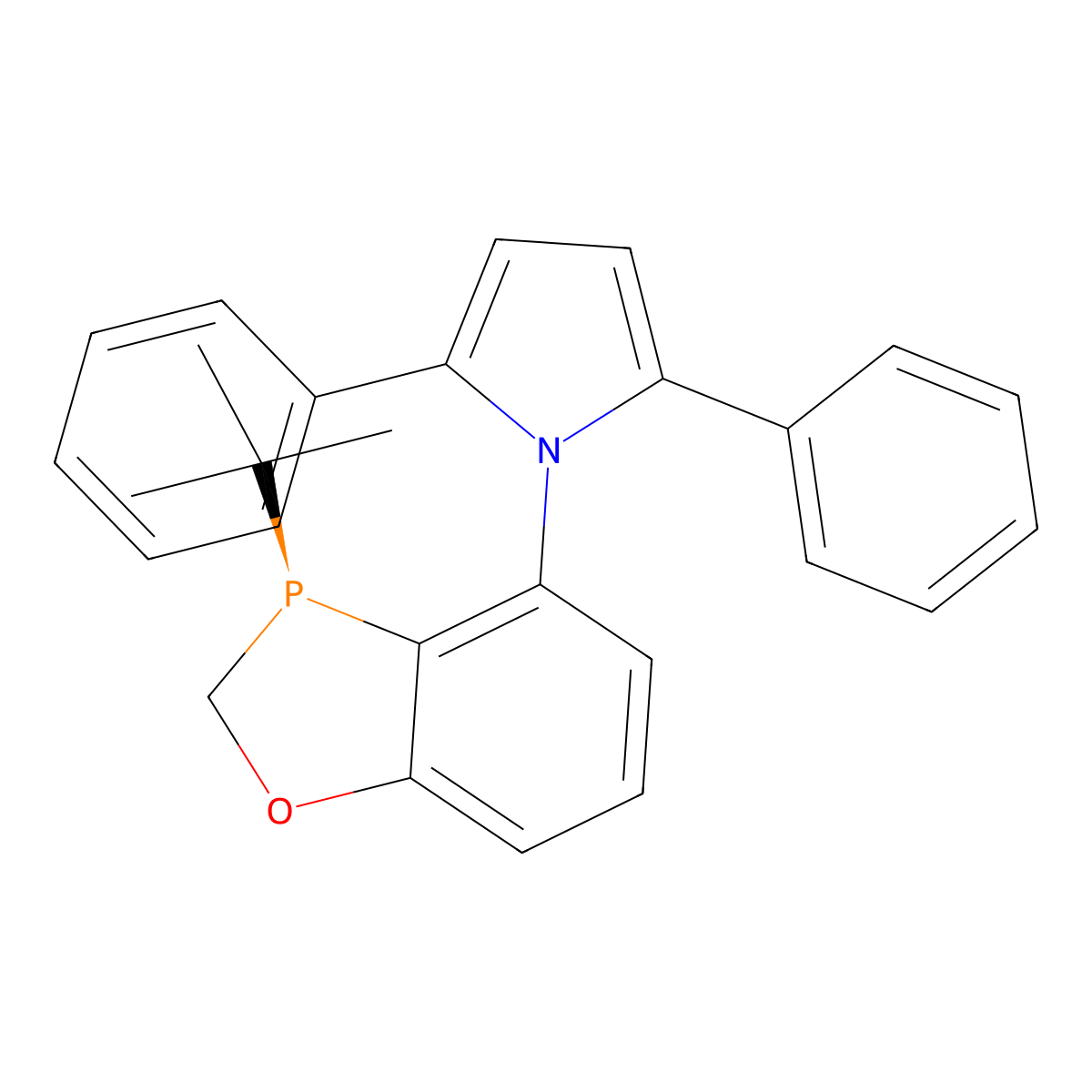 (R)-1-(3-(tert-Butyl)-2,3-dihydrobenzo[d][1,3]oxaphosphol-4-yl)-2,5-diphenyl-1H-pyrrole molecular structure, CAS 1884457-40-2