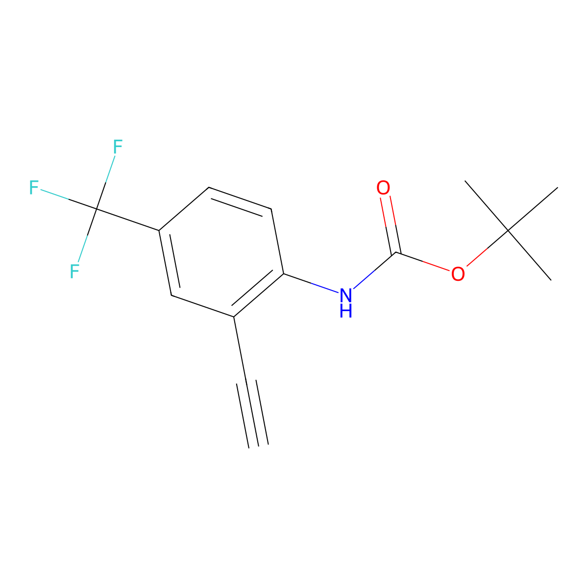 tert-butyl N-[2-ethynyl-4-(trifluoromethyl)phenyl]carbamate molecular structure, CAS 1884490-68-9
