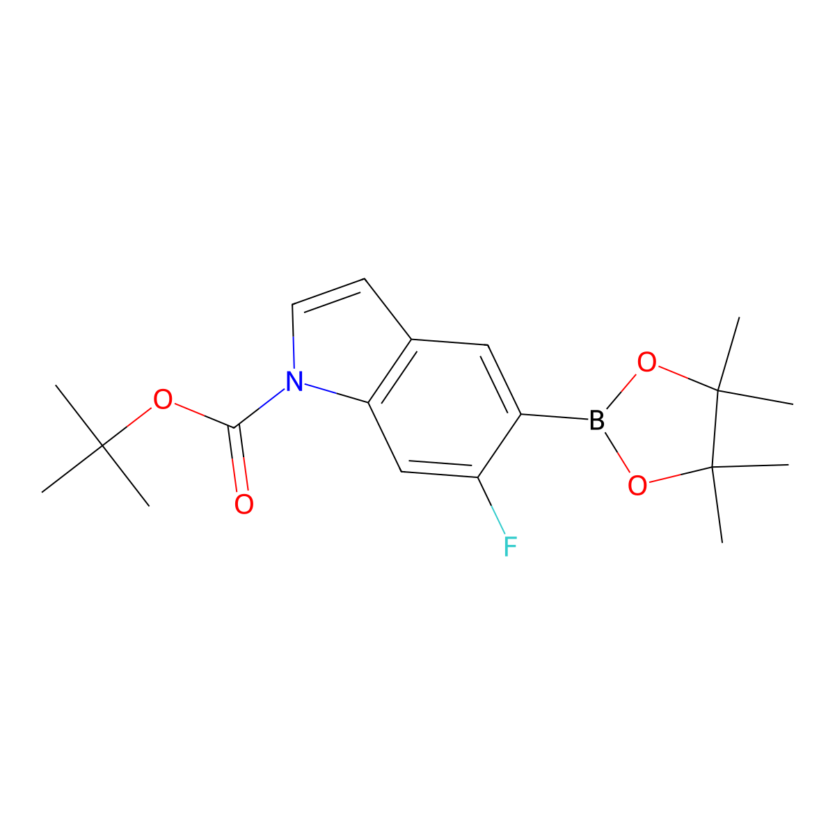 tert-Butyl 6-fluoro-5-(4,4,5,5-tetramethyl-1,3,2-dioxaborolan-2-yl)-1H-indole-1-carboxylate molecular structure, CAS 1884496-53-0