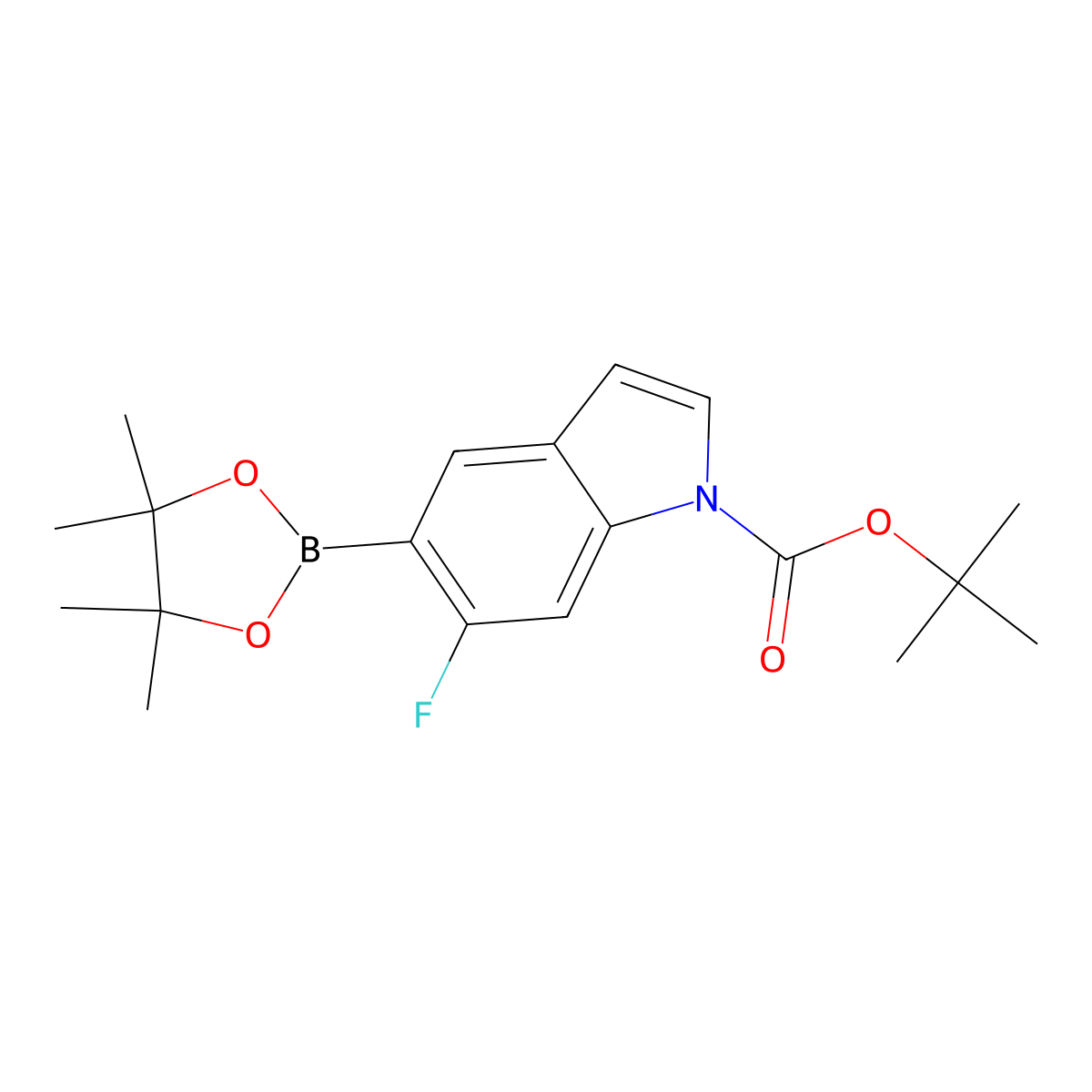 tert-Butyl 6-fluoro-5-(4,4,5,5-tetramethyl-1,3,2-dioxaborolan-2-yl)-1H-indole-1-carboxylate molecular structure, CAS 1884496-53-0