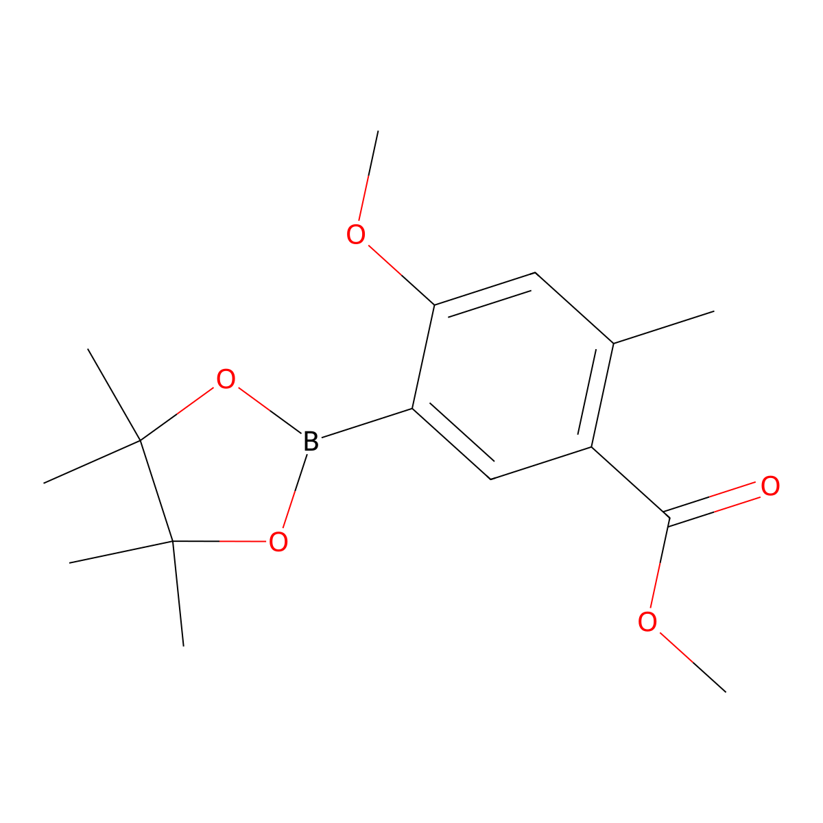 Methyl 4-methoxy-2-methyl-5-(4,4,5,5-tetramethyl-1,3,2-dioxaborolan-2-YL)benzoate molecular structure, CAS 1884574-39-3
