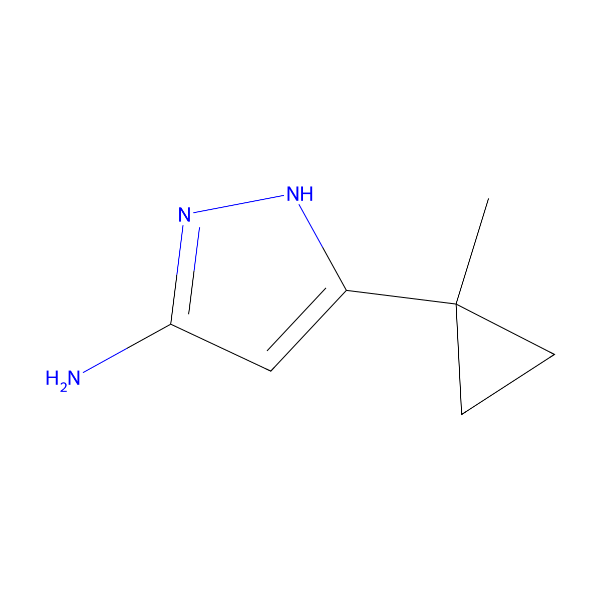 3-(1-methylcyclopropyl)-1H-pyrazol-5-amine molecular structure, CAS 1884600-08-1