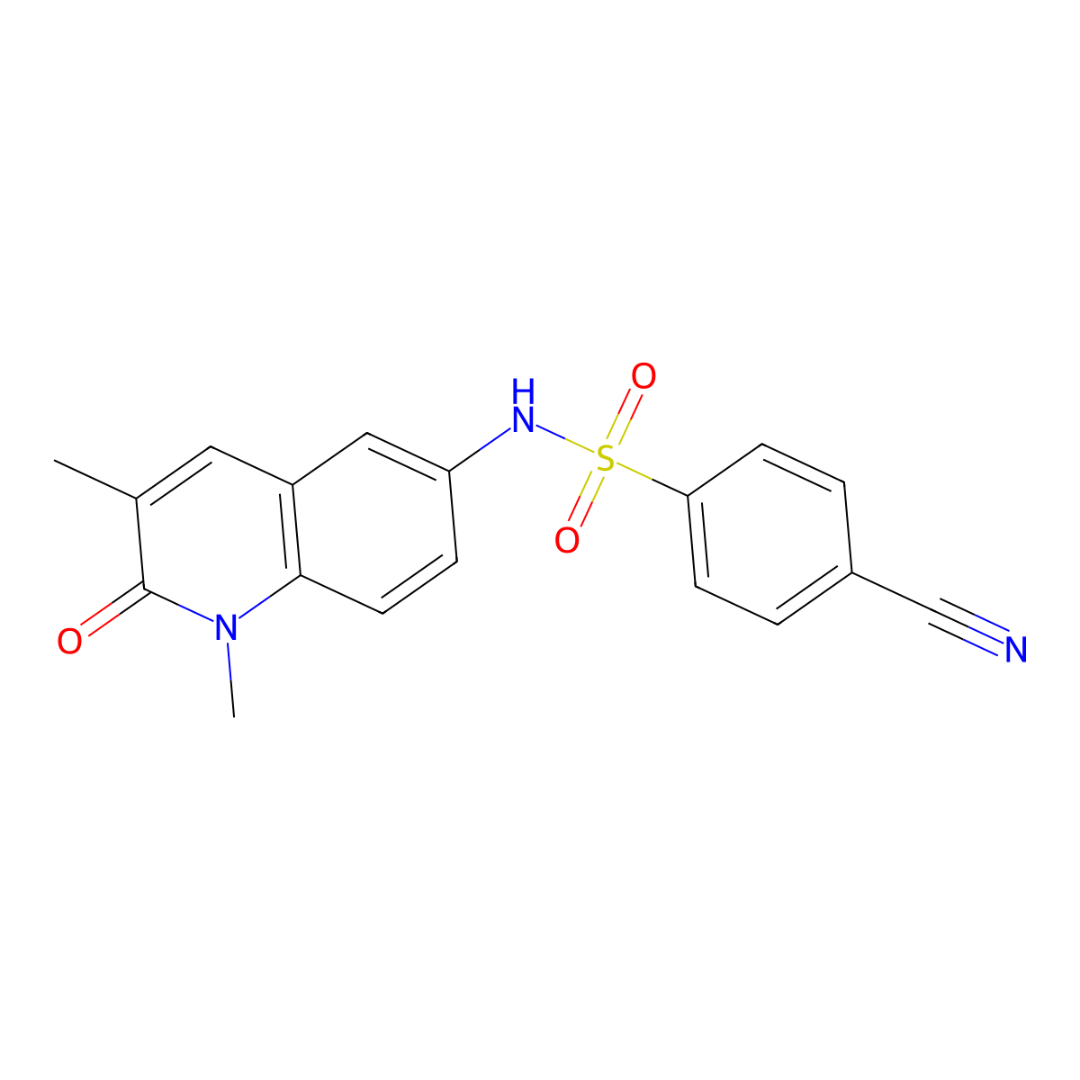 4-cyano-N-(1,3-dimethyl-2-oxo-1,2-dihydroquinolin-6-yl)benzenesulfonamide molecular structure, CAS 1884640-99-6