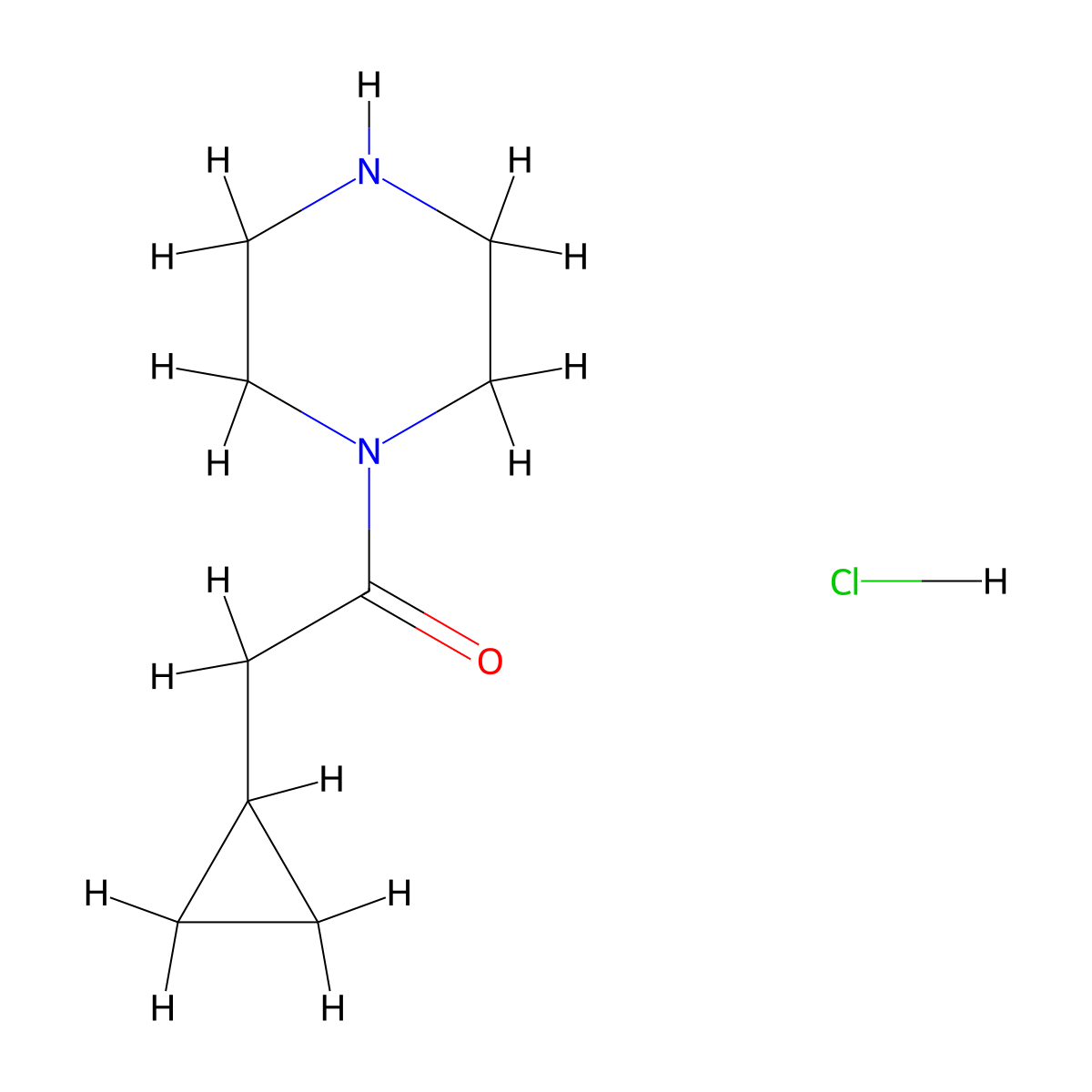2-Cyclopropyl-1-(piperazin-1-yl)ethan-1-one hydrochloride molecular structure, CAS 1884703-11-0