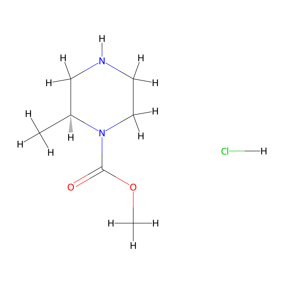 methyl (2S)-2-methylpiperazine-1-carboxylate hydrochloride molecular structure, CAS 1884703-33-6