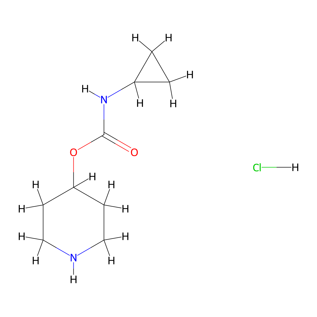 piperidin-4-yl N-cyclopropylcarbamate hydrochloride molecular structure, CAS 1884704-68-0