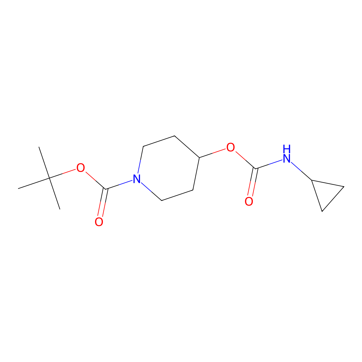 Tert-butyl 4-(cyclopropylcarbamoyloxy)piperidine-1-carboxylate molecular structure, CAS 1884704-69-1