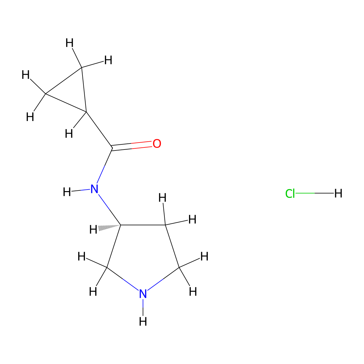 N-[(3S)-pyrrolidin-3-yl]cyclopropanecarboxamide hydrochloride molecular structure, CAS 1884705-01-4