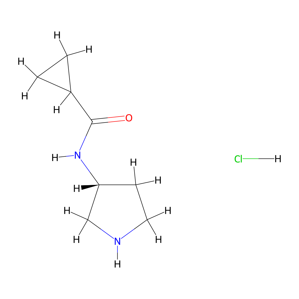 (R)-N-(pyrrolidin-3-yl)cyclopropanecarboxamide hydrochloride molecular structure, CAS 1884705-03-6