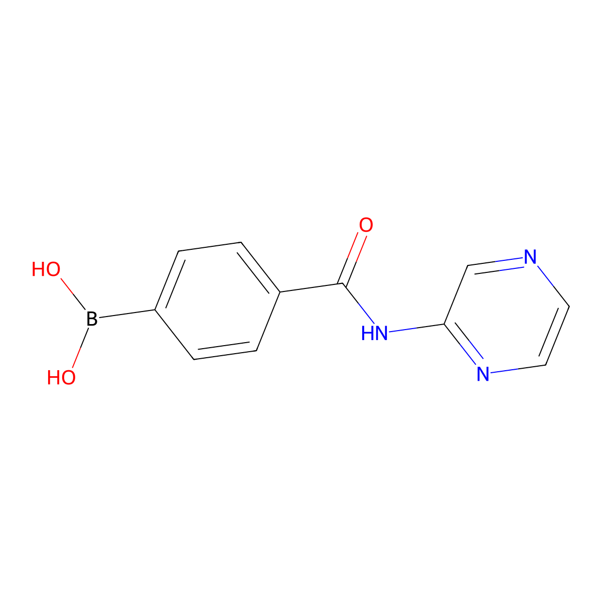 B-[4-[(2-Pyrazinylamino)carbonyl]phenyl]boronic acid molecular structure, CAS 1884710-54-6