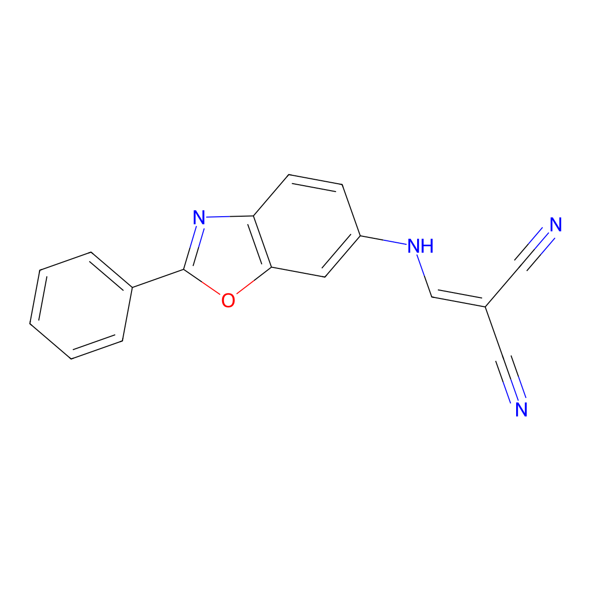 2-[[(2-Phenyl-1,3-benzoxazol-6-yl)amino]methylidene]propanedinitrile molecular structure, CAS 188477-82-9
