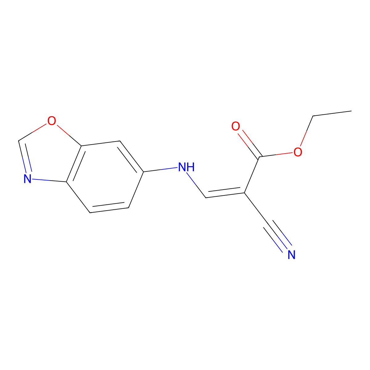 ethyl (E)-3-(1,3-benzoxazol-6-ylamino)-2-cyano-2-propenoate molecular structure, CAS 188477-85-2