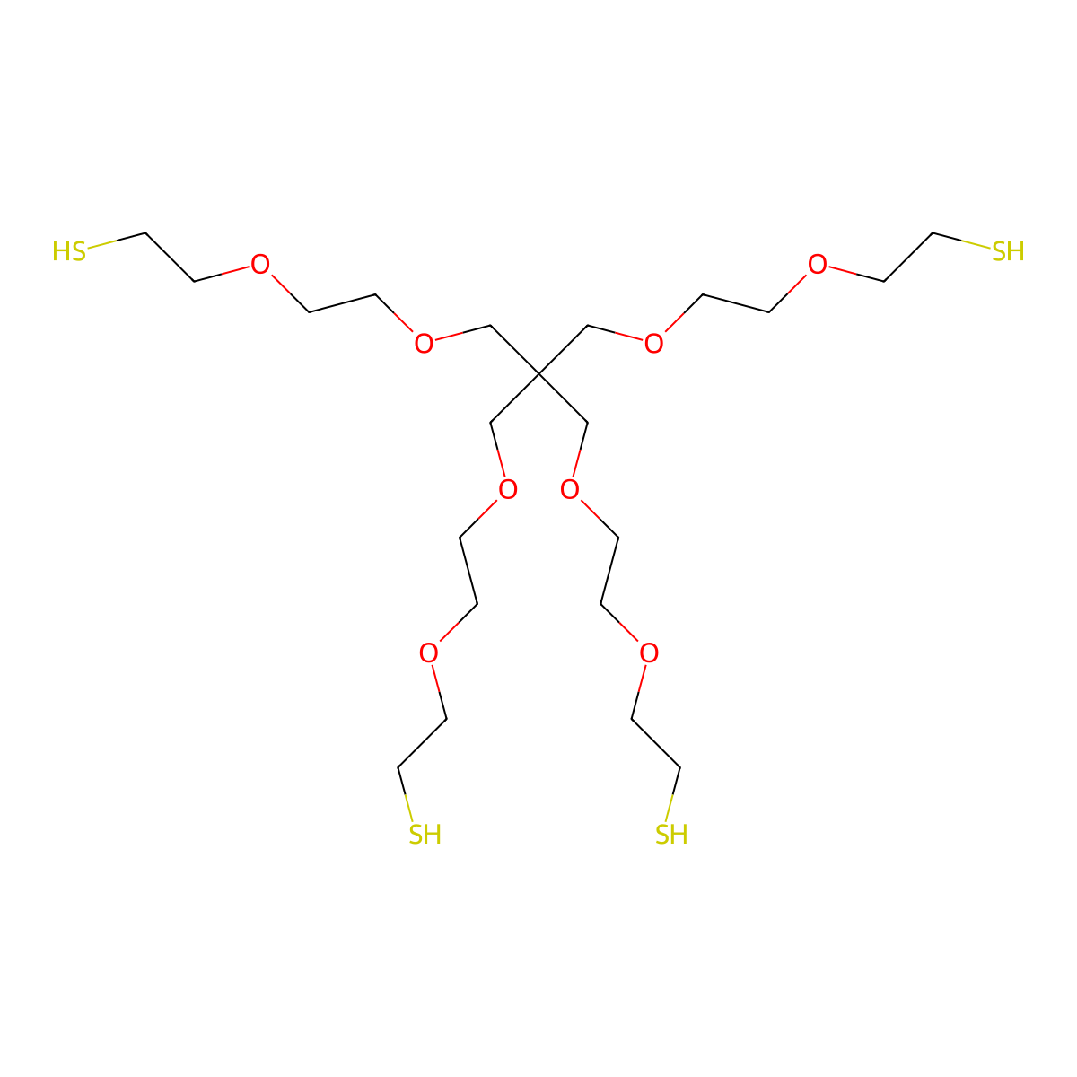 4-ArM PEGn-SH 2K, 5K, 10K, 20K molecular structure, CAS 188492-68-4
