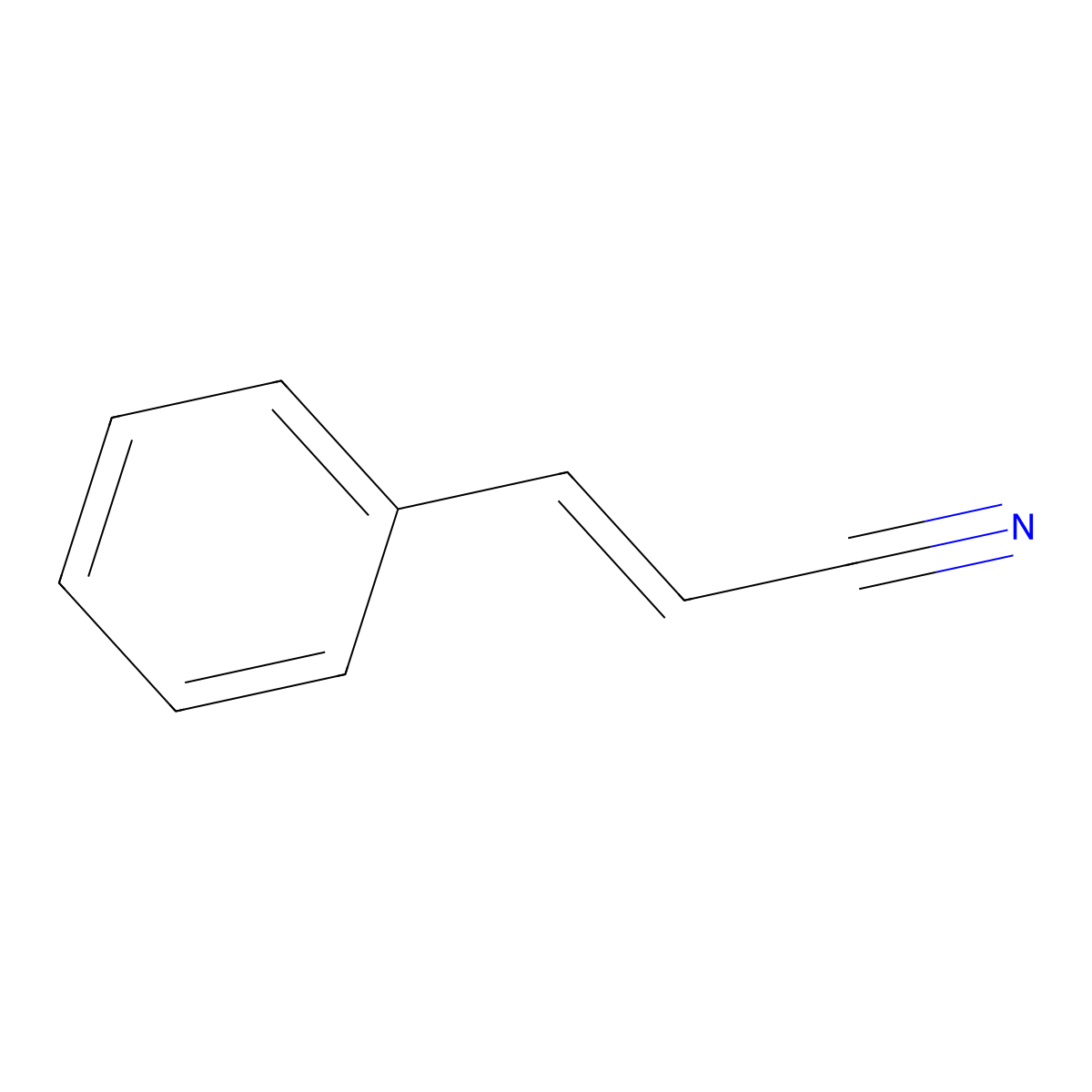 Cinnamonitrile molecular structure, CAS 1885-38-7