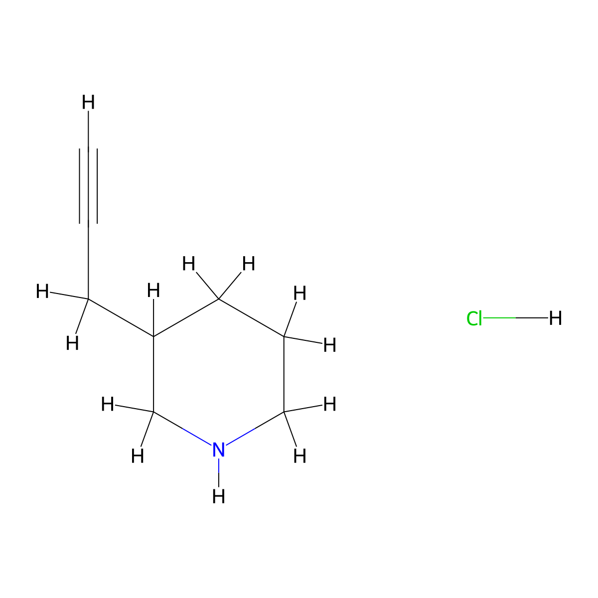 3-(Prop-2-yn-1-yl)piperidine hydrochloride molecular structure, CAS 1885090-91-4