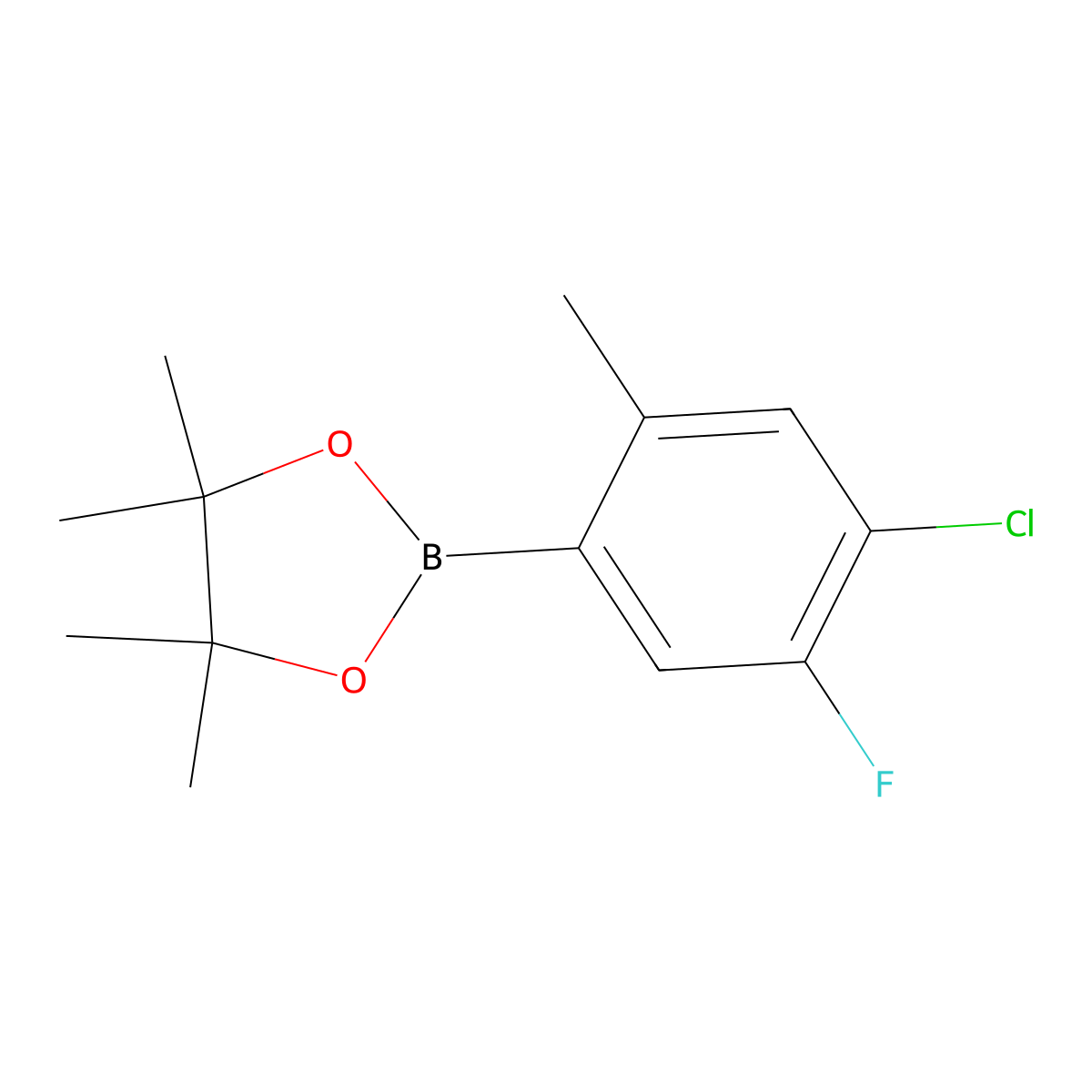 2-(4-Chloro-5-fluoro-2-methylphenyl)-4,4,5,5-tetramethyl-1,3,2-dioxaborolane molecular structure, CAS 1885096-92-3