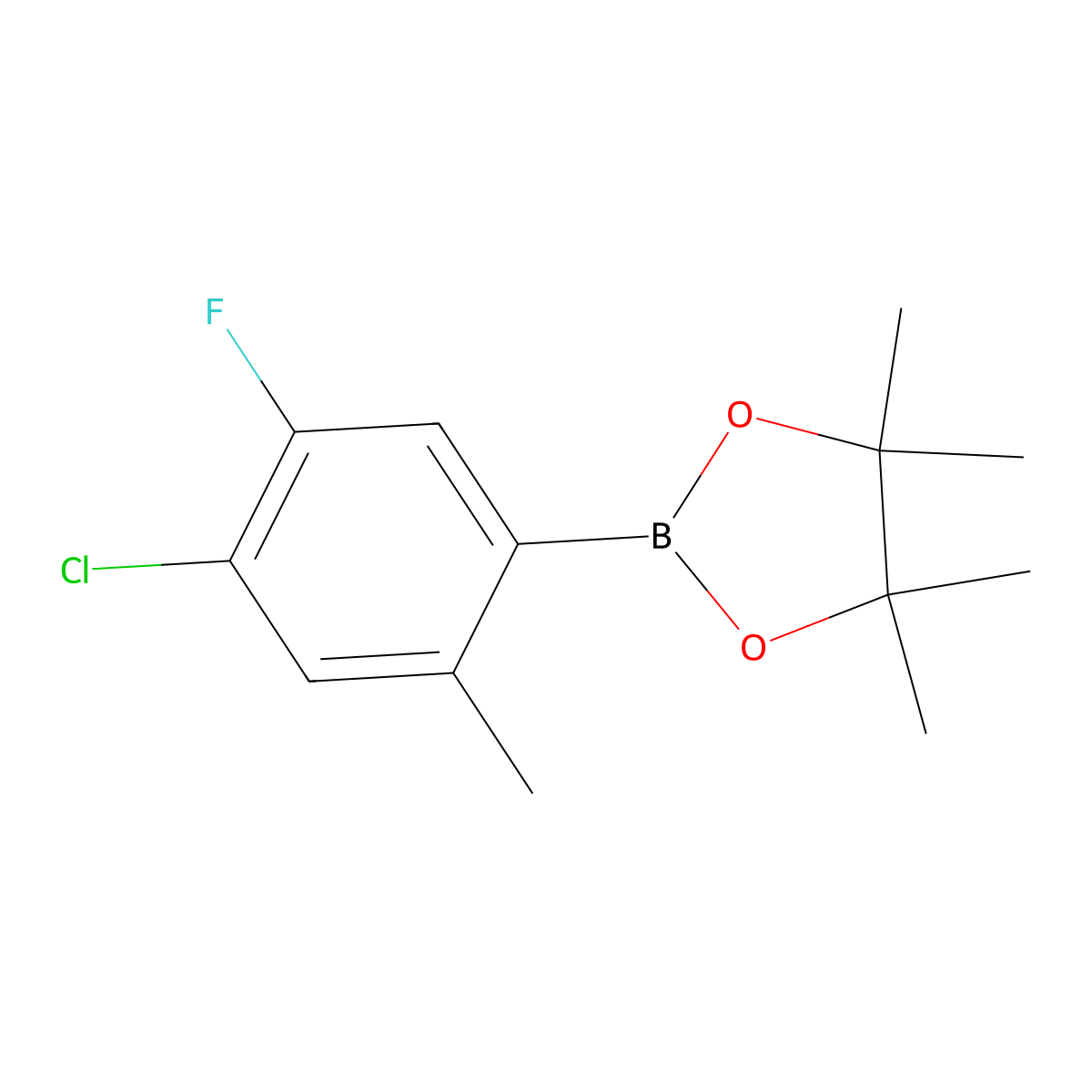 2-(4-Chloro-5-fluoro-2-methylphenyl)-4,4,5,5-tetramethyl-1,3,2-dioxaborolane molecular structure, CAS 1885096-92-3