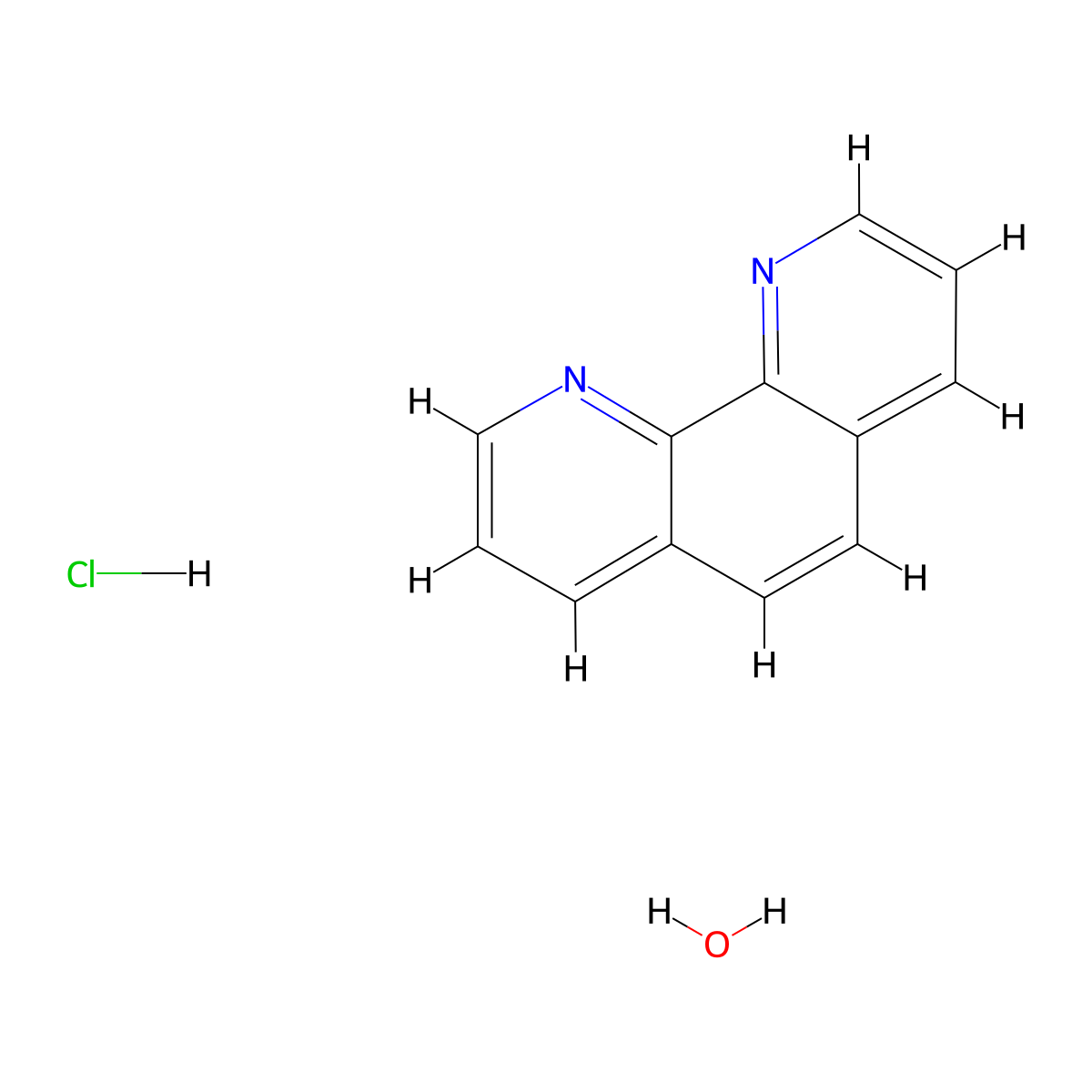 1,10-Phenanthroline monohydrochloride monohydrate molecular structure, CAS 18851-33-7