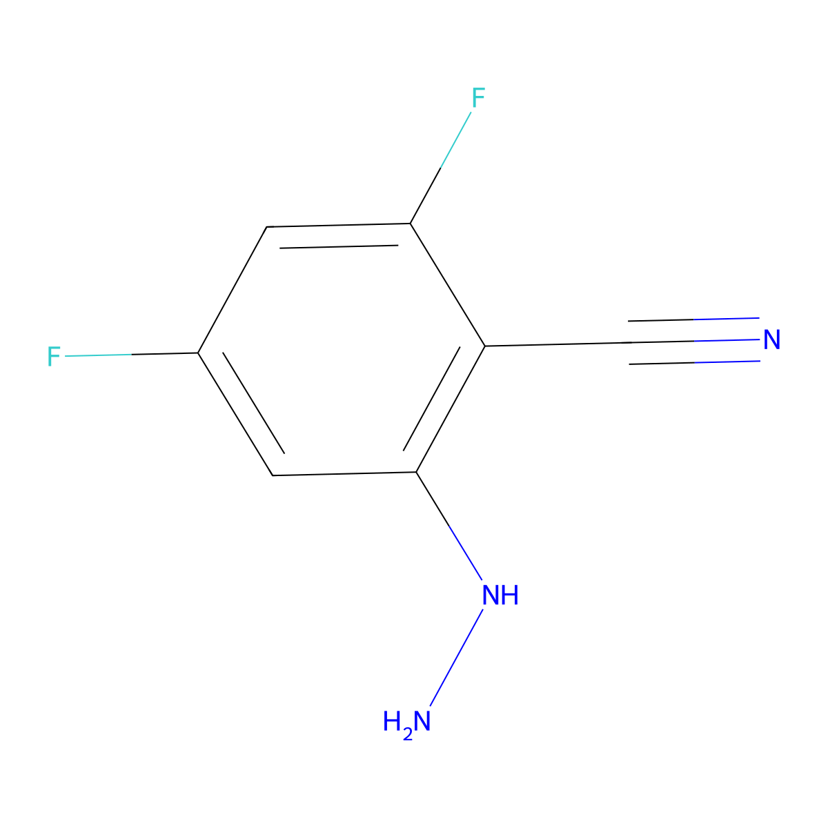 2,4-Difluoro-6-hydrazinylbenzonitrile molecular structure, CAS 1885119-05-0