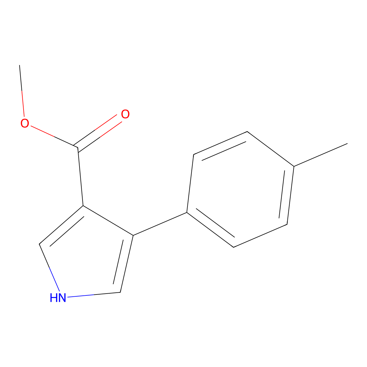 Methyl 4-(4-methylphenyl)-1H-pyrrole-3-carboxylate molecular structure, CAS 188524-66-5