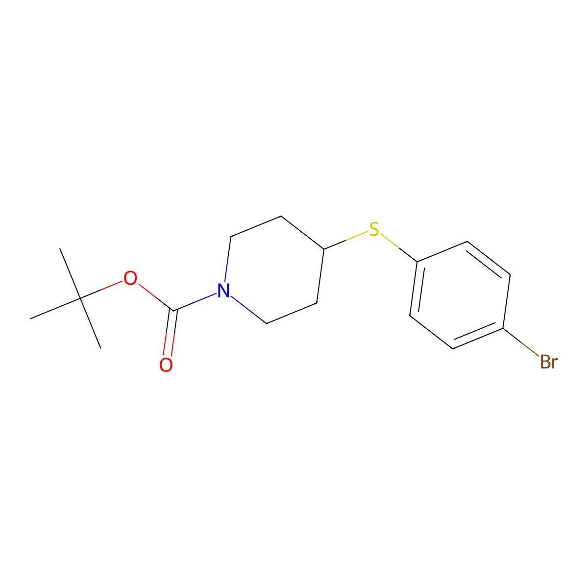 tert-Butyl 4-((4-bromophenyl)thio)piperidine-1-carboxylate molecular structure, CAS 188527-03-9