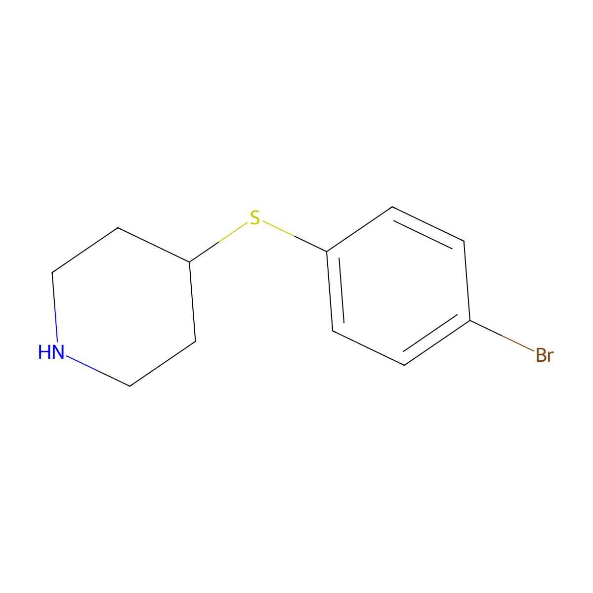 4-[(4-Bromophenyl)sulfanyl]piperidine molecular structure, CAS 188527-04-0