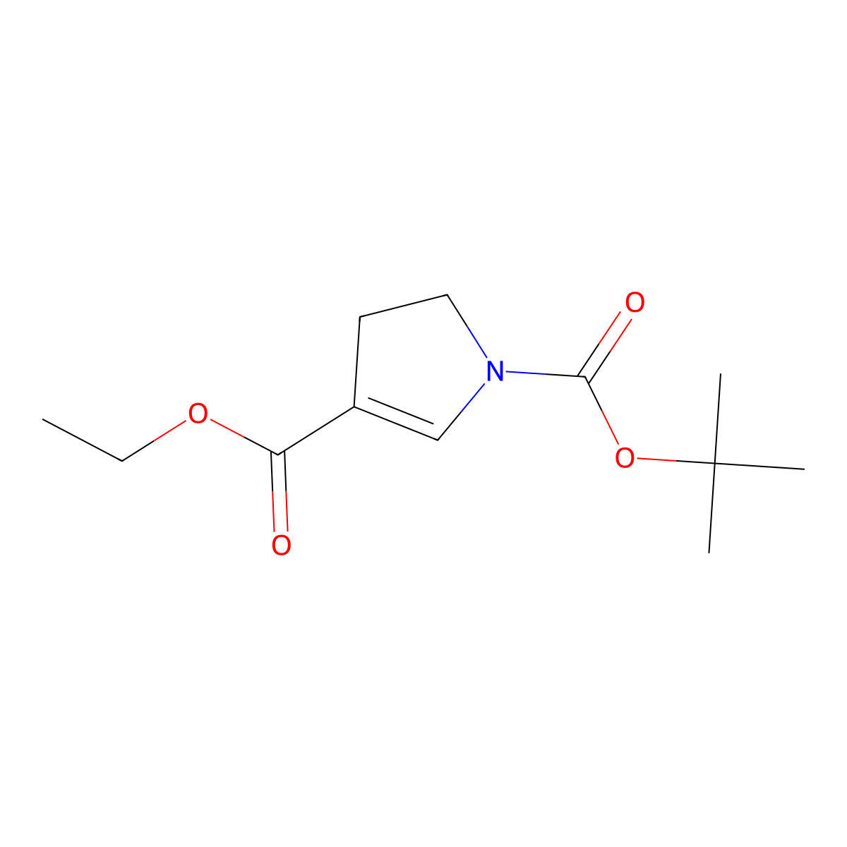 1-tert-butyl 3-ethyl 4,5-dihydro-1H-pyrrole-1,3-dicarboxylate molecular structure, CAS 188528-94-1