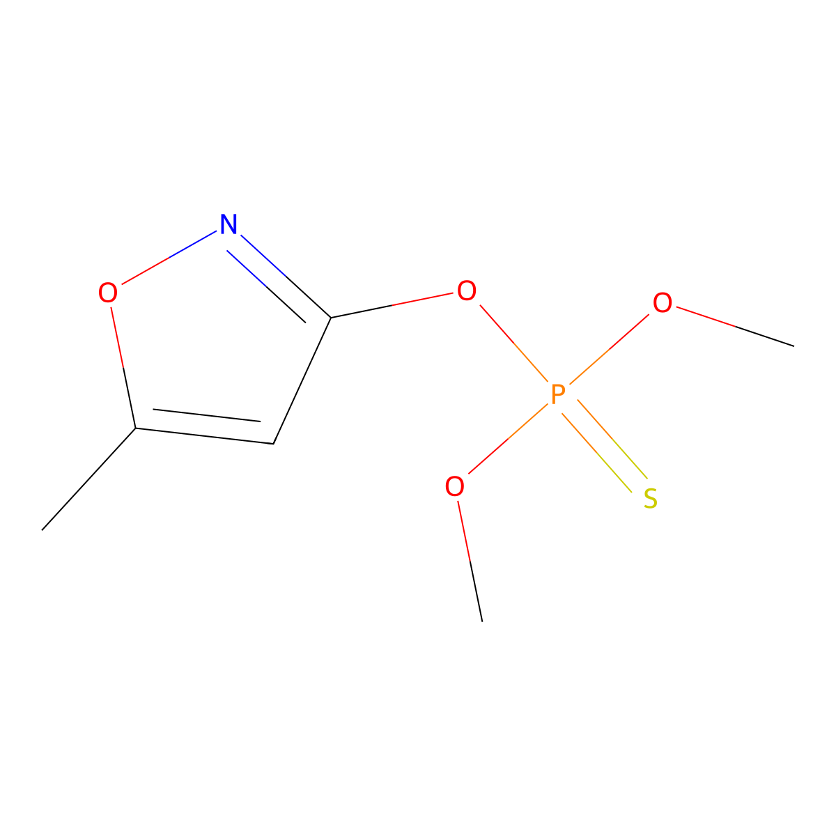 Phosphorothioic acid, O,O-dimethyl O-(5-methyl-3-isoxazolyl) ester molecular structure, CAS 18853-95-7