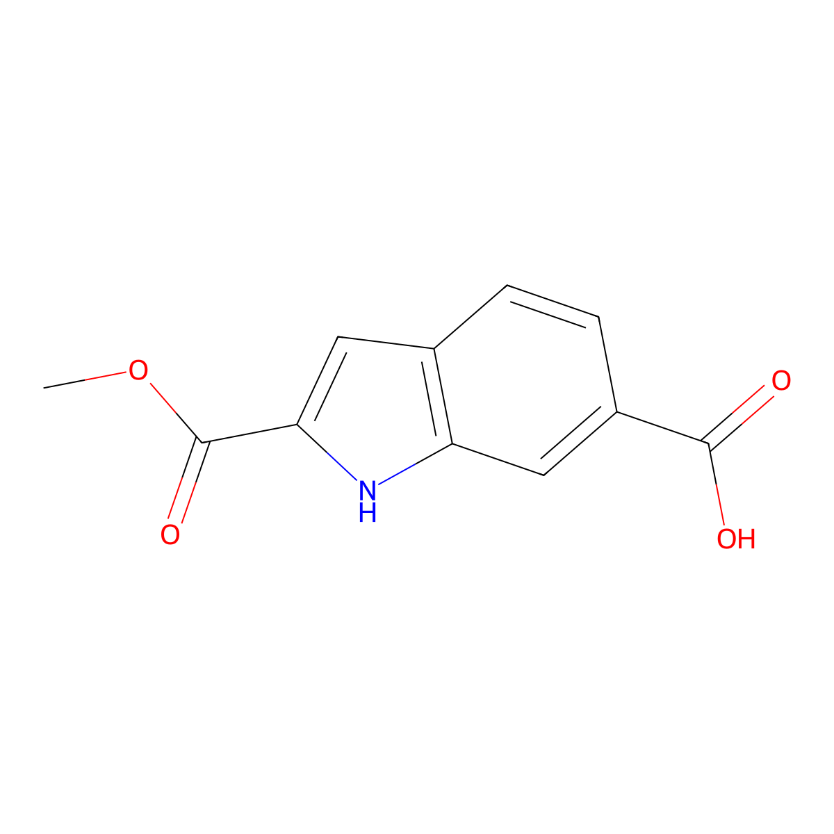 2-(methoxycarbonyl)-1H-indole-6-carboxylic acid molecular structure, CAS 188538-13-8