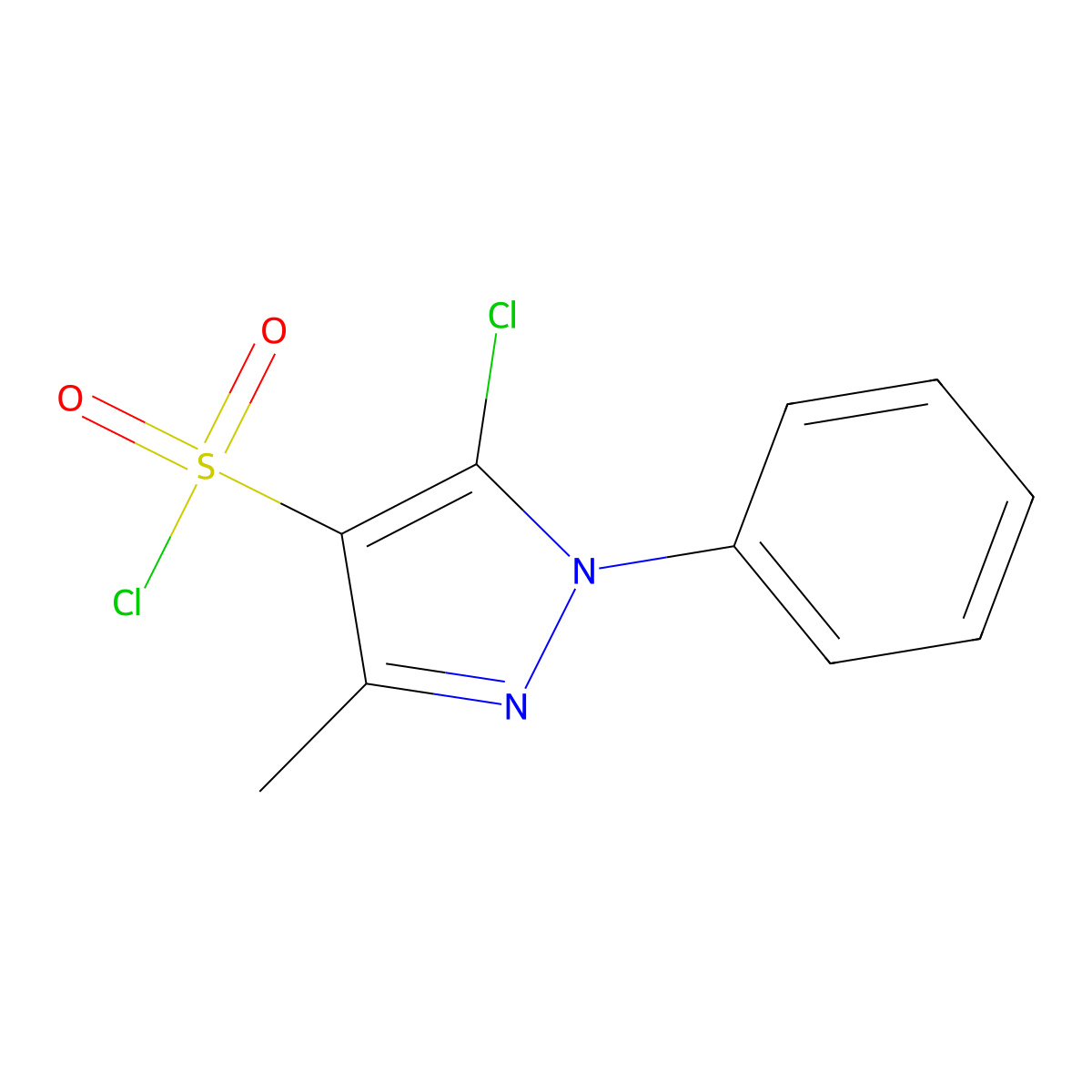 5-chloro-3-methyl-1-phenyl-1H-pyrazole-4-sulfonyl chloride molecular structure, CAS 188554-36-1